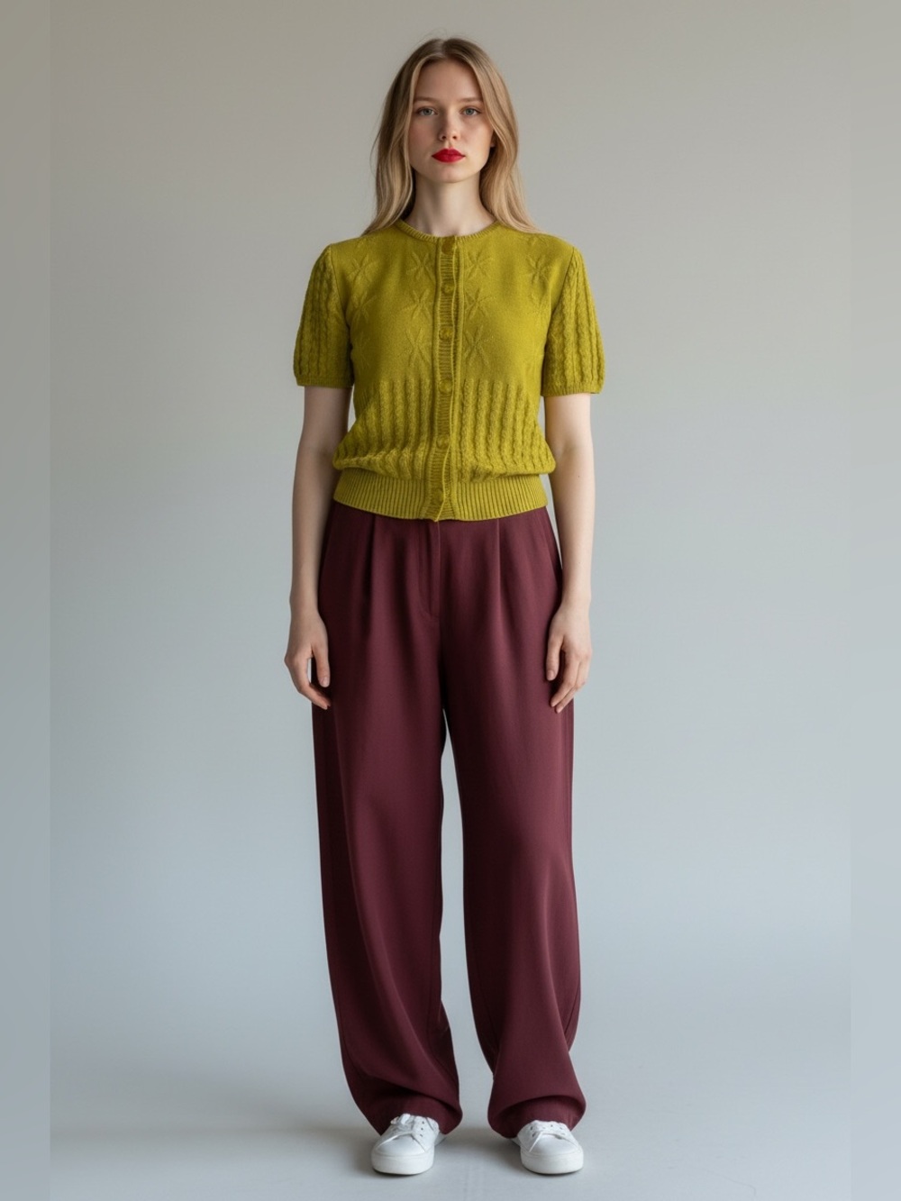 Yves Saint Laurent Kiwi Knit Short-Sleeve Sweater